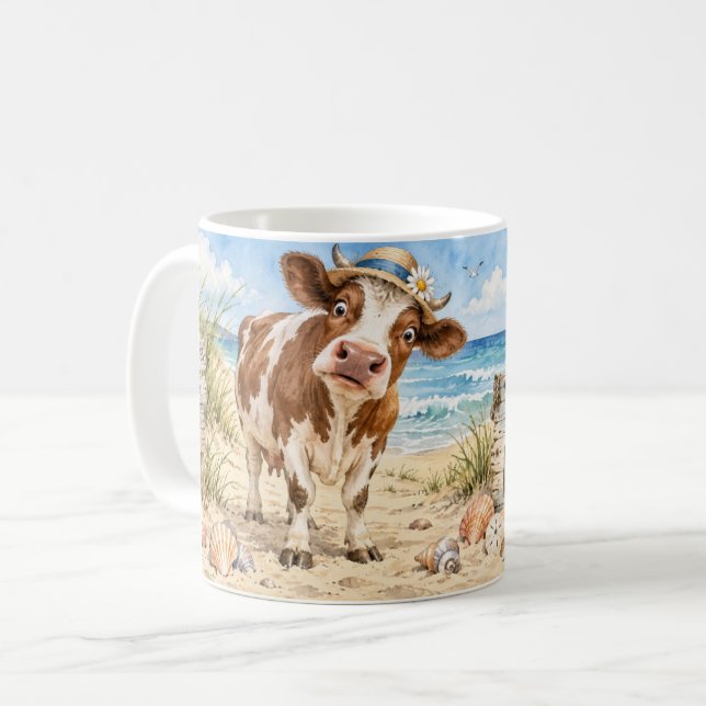 Tasse de plage de vache Profitez du Moo-ment (Devant gauche)