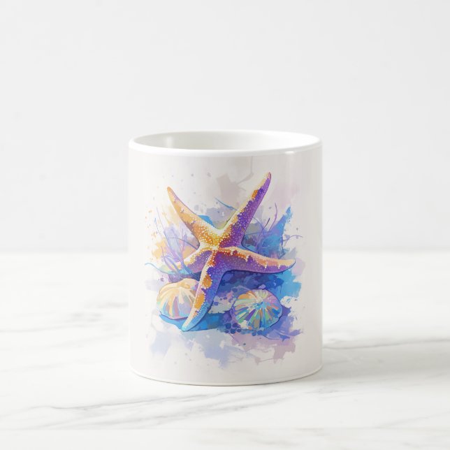 Tasse de plage étoile de mer aquarelle (Centre)