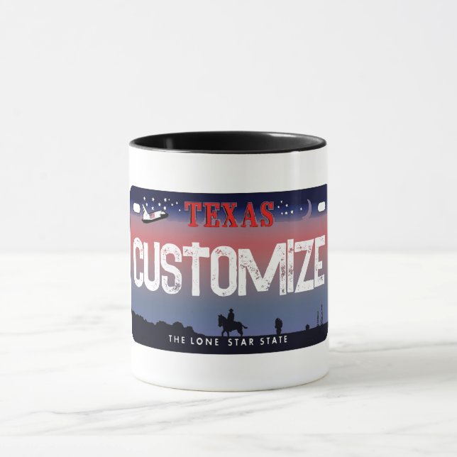 Tasse de plaque d'immatriculation Texas sky person (Centre)