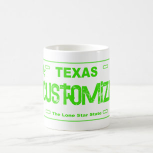 Tasse de plaque d'immatriculation Texas vert perso