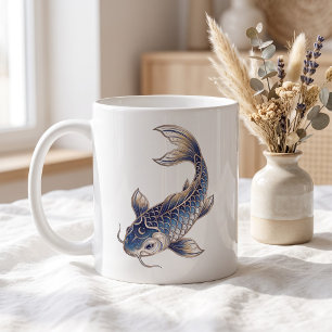 Tasse de poisson Koi céleste - Ligne d'art de luxe