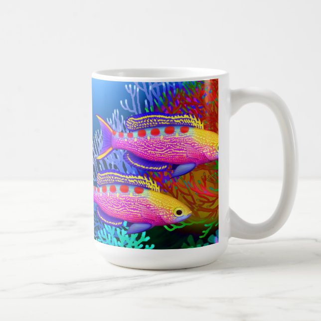 Tasse de poissons de récif d'Anthias repérée par (Droite)