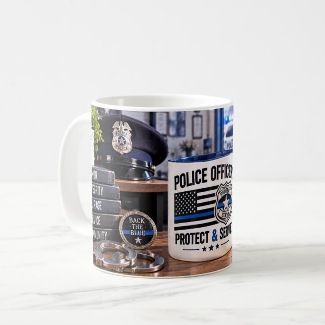 Tasse de policier Protéger & Servir (Devant gauche)