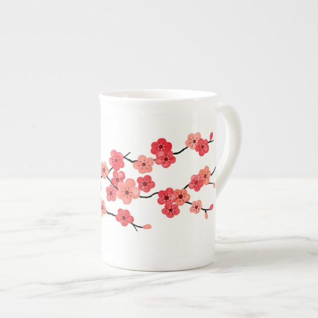 Tasse de porcelaine tendre de fleurs de cerisier (Devant droit)
