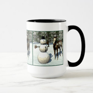Tasse de poulain et de bonhomme de neige