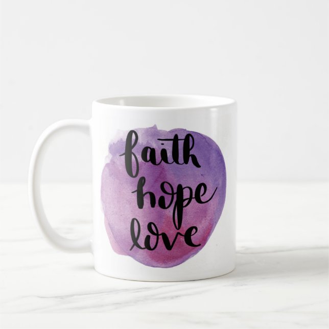Tasse de pourpre d'aquarelle d'amour d'espoir de (Gauche)