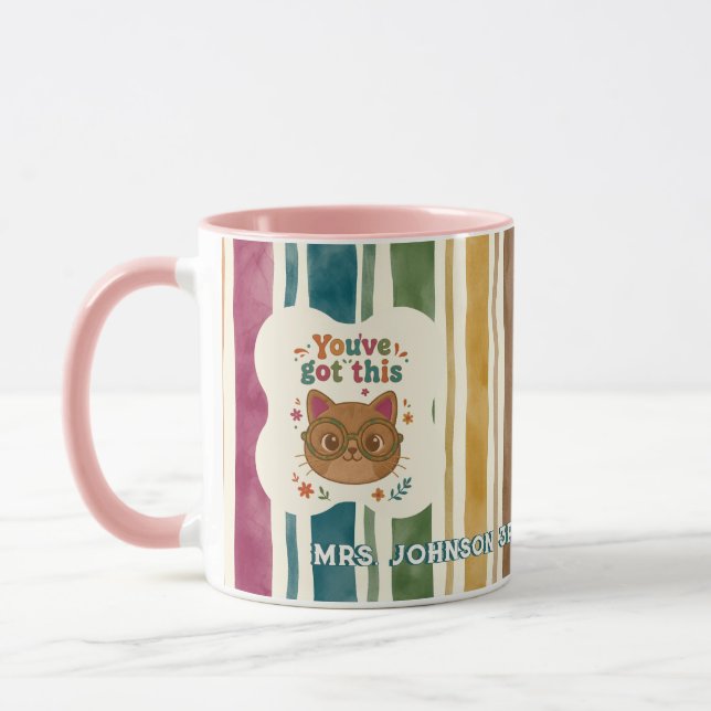 Tasse de professeur de chat personnalisée | Nom et (Gauche)