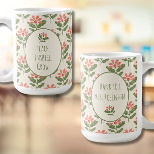 Tasse de reconnaissance de professeur florale No