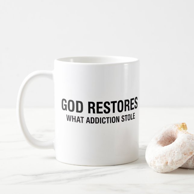 Tasse de récupération Dieu restaure ce que l'addic (Avec donut)