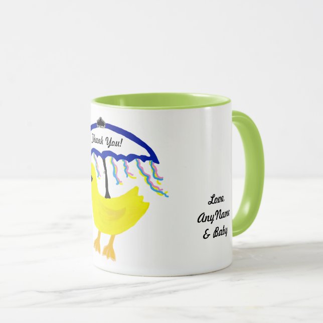 Tasse de remerciement pour bébé en canard en caout (Devant droit)