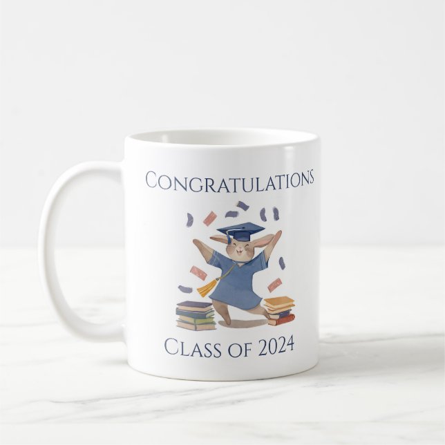 Tasse de remise de diplôme de lapin mignonne (Gauche)