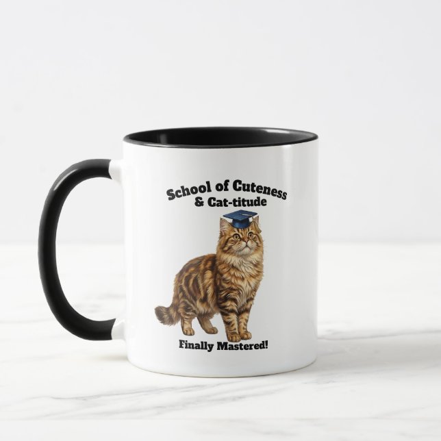 Tasse de remise de diplôme pour maman de chat drôl (Gauche)