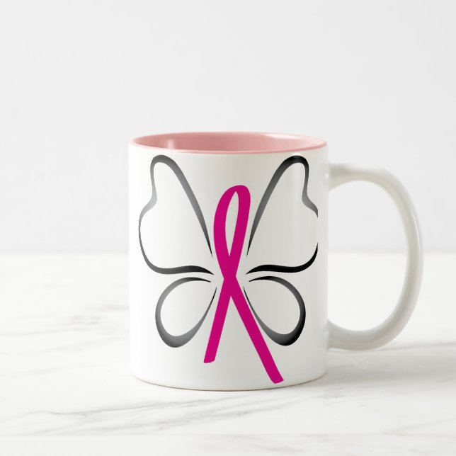 Tasse de ruban de papillon de cancer du sein (Droit)
