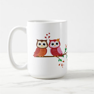 Tasse de Saint-Valentin de couples de hibou