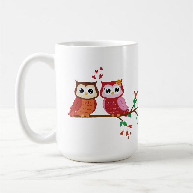 Tasse de Saint-Valentin de couples de hibou (Gauche)