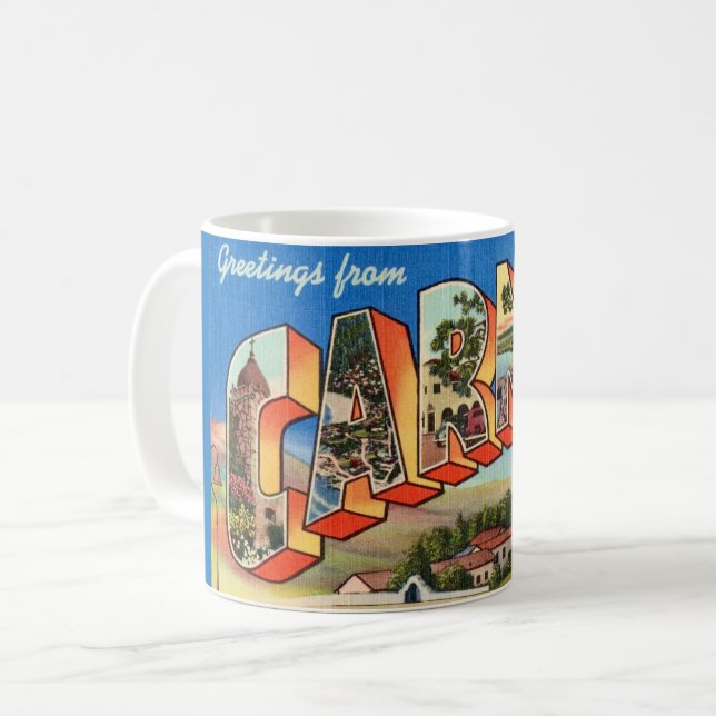 Tasse de salutation rétro Carmel Californie (Devant gauche)