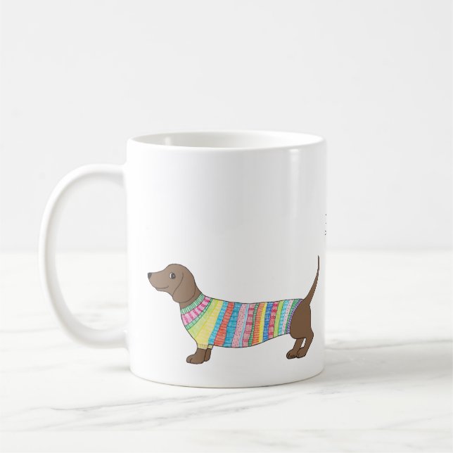 Tasse de saucisse de teckel personnalisée par (Gauche)