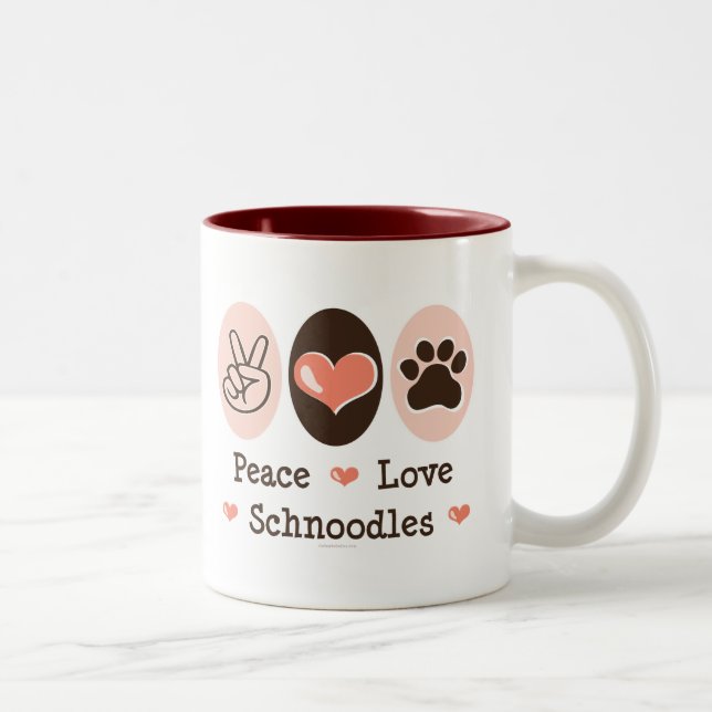 Tasse de Schnoodles d'amour de paix (Droit)