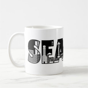 Tasse de silhouette d'horizon de ville de Seattle