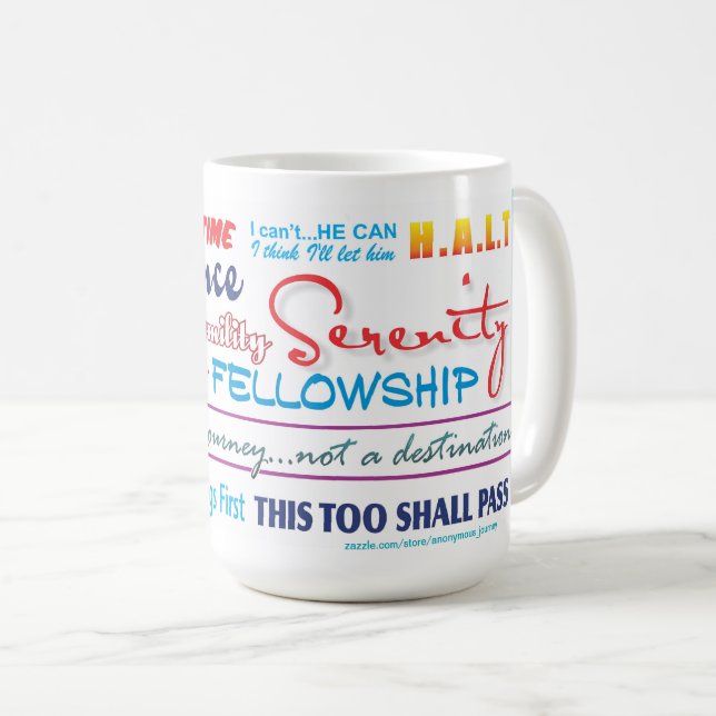 tasse de slogans de rétablissement en 12 étapes 25 (Devant droit)