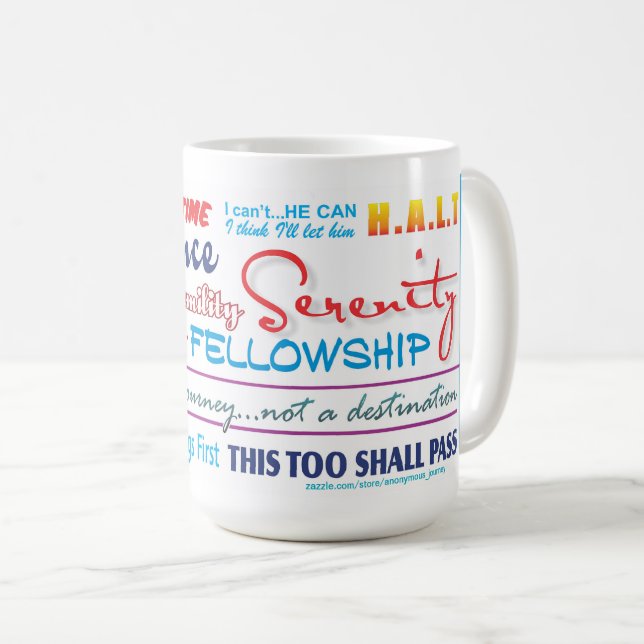 tasse de slogans de rétablissement en 12 étapes 25 (Devant droit)