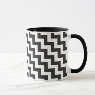 Tasse de sonnerie de zigzags, chevrons noirs et