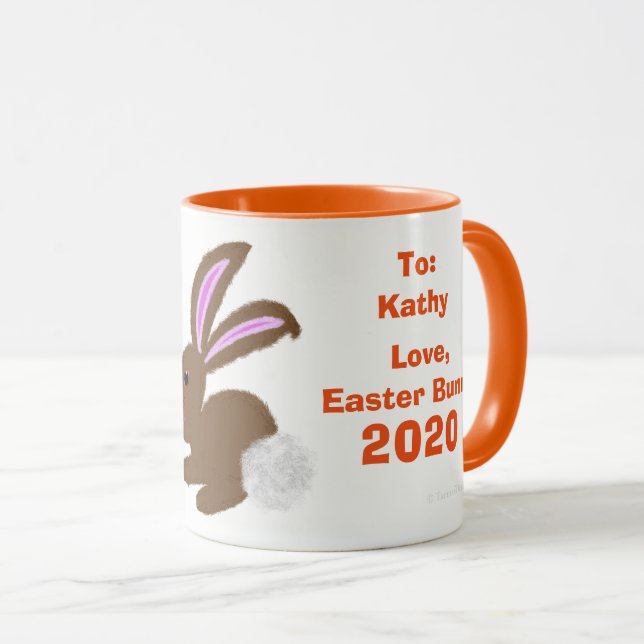 Tasse de souvenir d'oeufs de lapin de Pâques Perso (Devant droit)