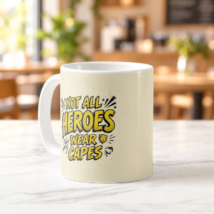 Tasse de style BD : Les héros ne portent pas tous