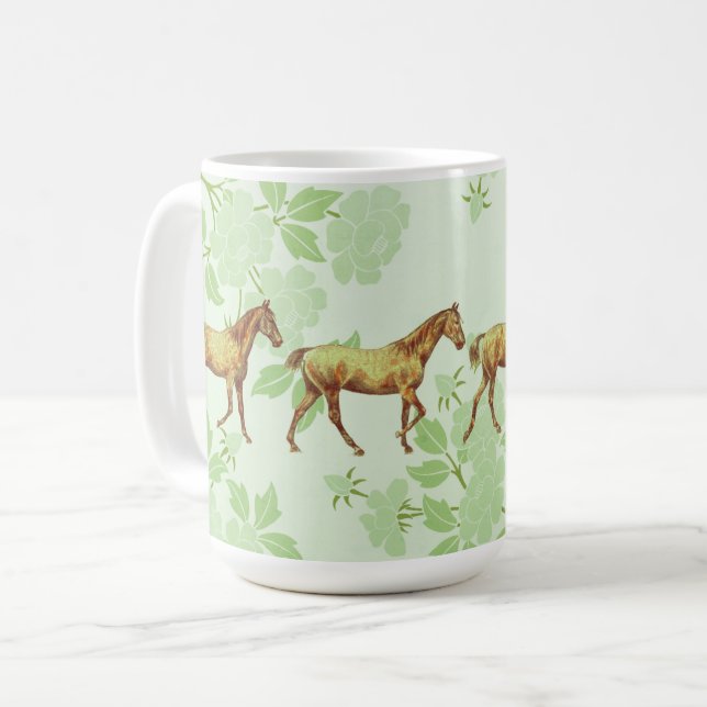 Tasse de Style Vintage avec Cheval Marchant Autour (Devant gauche)
