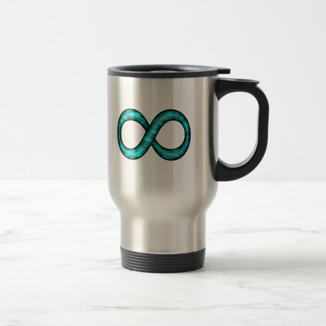 Tasse de symbole d'infini de bleu de turquoise (Droit)