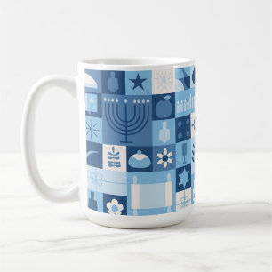 Tasse de symboles de Hanukkah bleus modernes