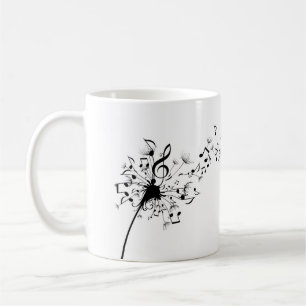 Tasse de symboles de musique de pissenlit
