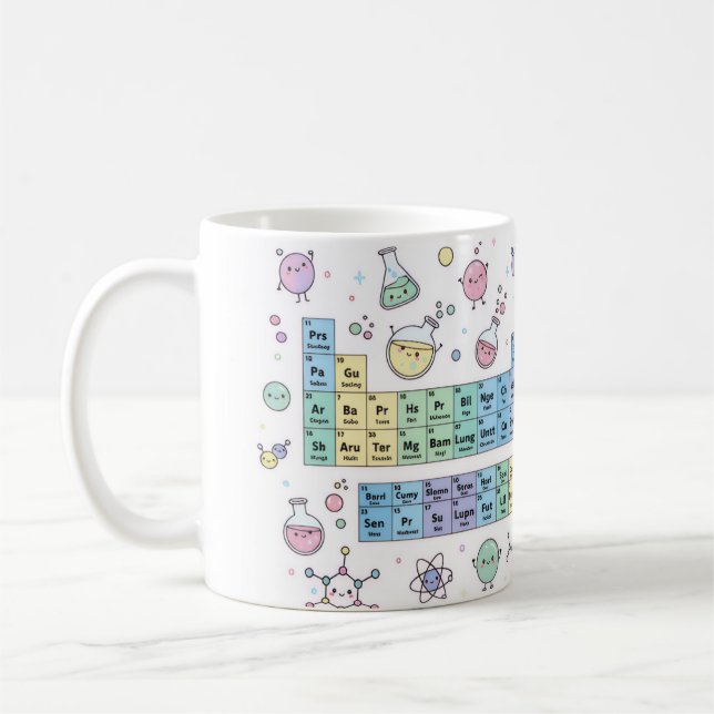 Tasse de tableau périodique de chimie Kawaii | Sci (Gauche)