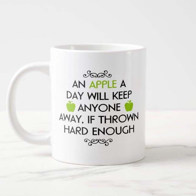 Tasse de taille Jumbo avec "Une pomme un jour" (Gauche)