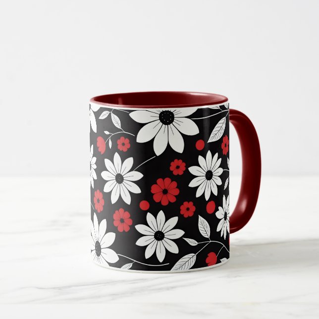 tasse de tasse à motif floral achromatique (Devant droit)