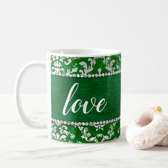 Tasse de tasse d'amour d'argent de damassé de (Avec donut)