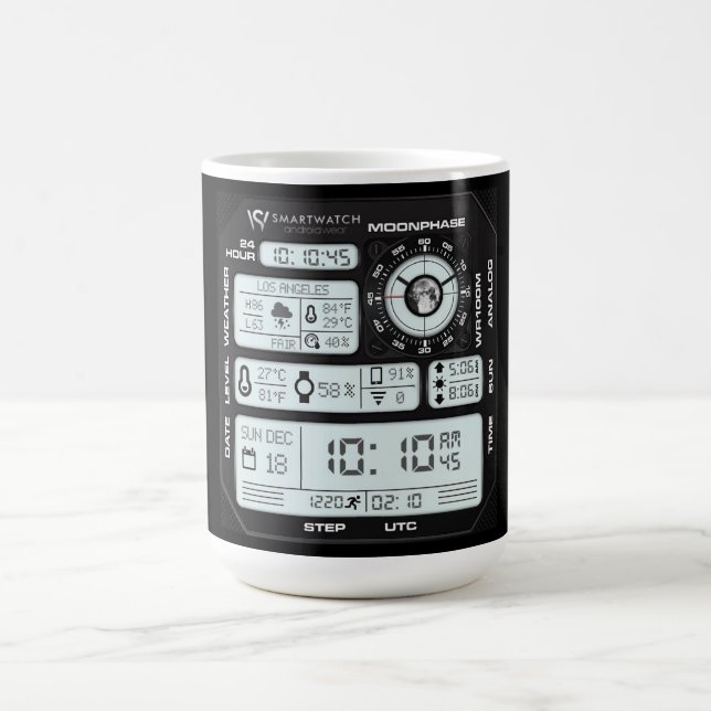 Tasse de technologie de montre numérique Cyberpunk (Centre)