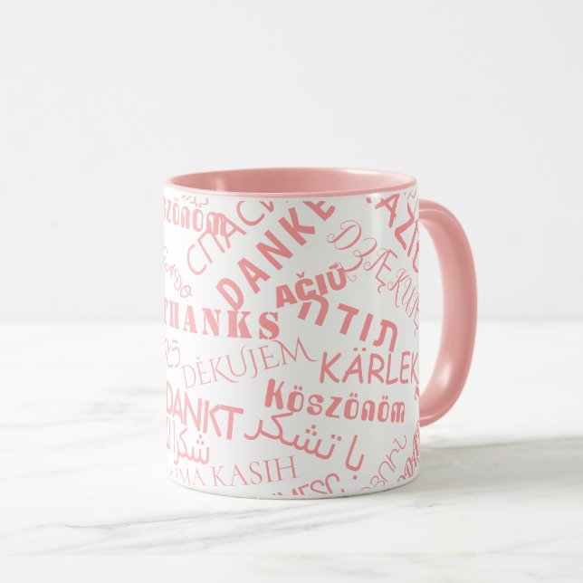 Tasse de texte Merci Mug Multi Langue Mot (Devant droit)