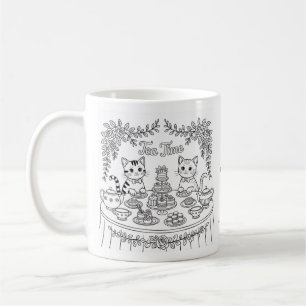 Tasse de thé de chat tigré pour une fête