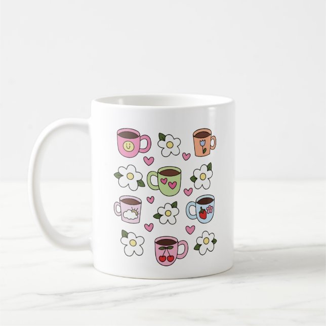 Tasse de thé Kawaii et fleurs  (Gauche)