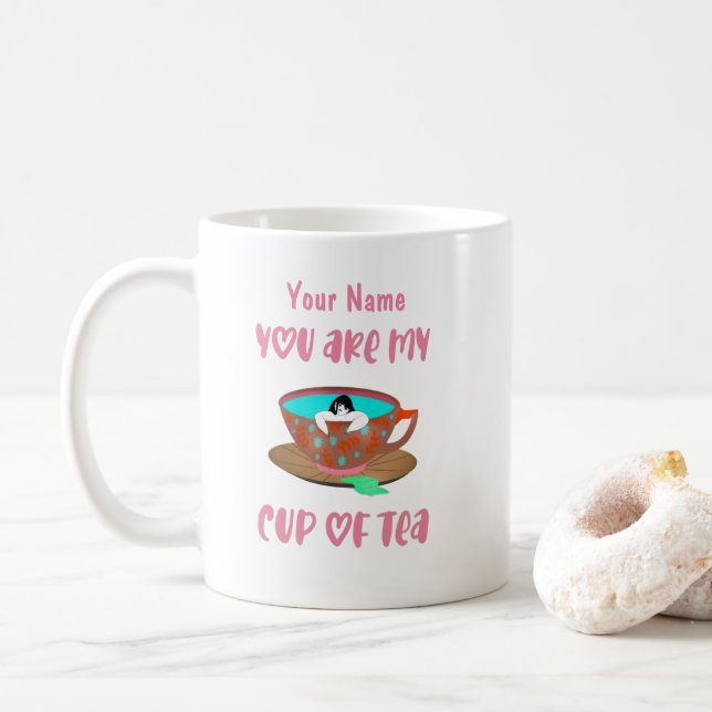Tasse de thé ou café drôle et personnalisée avec u (Avec donut)