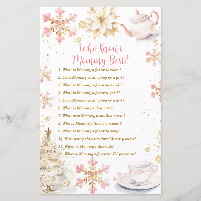Tasse de thé rose d'hiver pour future maman Qui co (Devant)