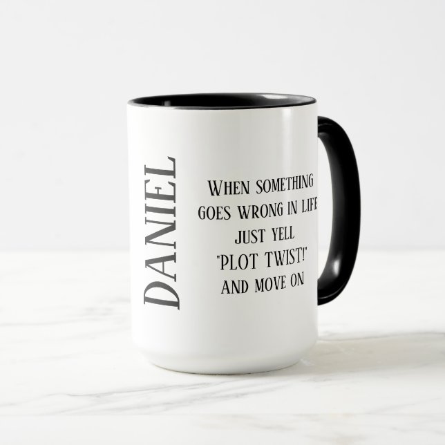 Tasse de TORSION de COMPLOT avec votre nom (Devant droit)