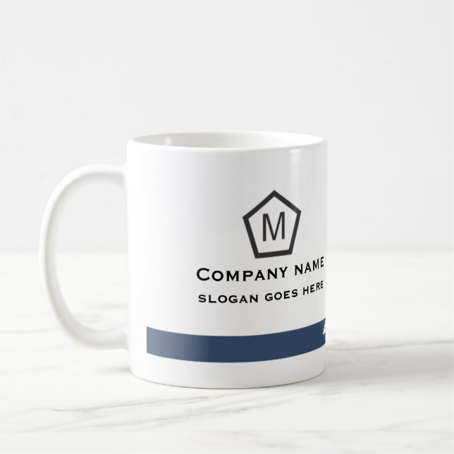 Tasse de travailleur moderne bleu géométrique pour (Gauche)