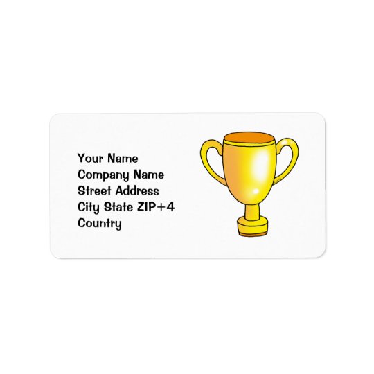 tasse de trophée de champion d'or étiquettes d’adresse