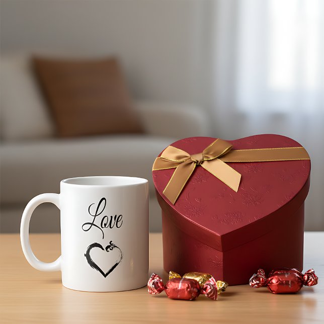 Tasse de typographie Minimal Heart & Love (Créateur téléchargé)