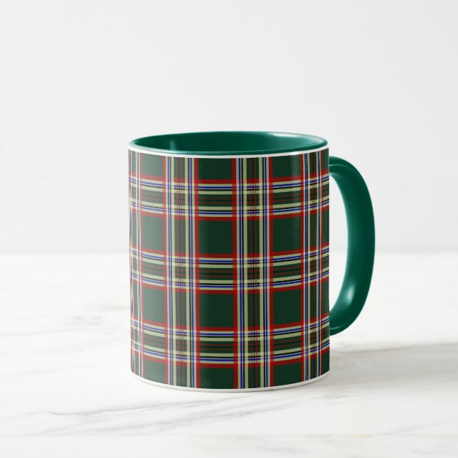 Tasse de vacances à carreaux vert rétro (Devant droit)