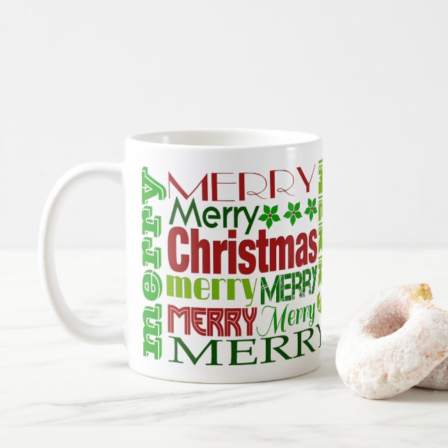 Tasse de vacances de typographie de joyeux Noël ro (Avec donut)