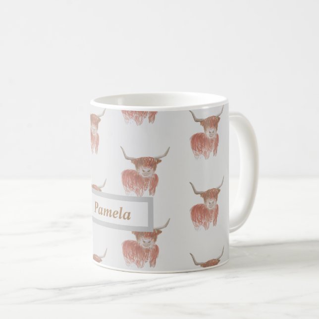 tasse de vache grise personnalisée (Devant droit)