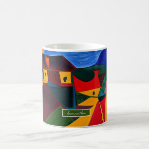 Tasse de village abstrait coloré Cadeau artistique